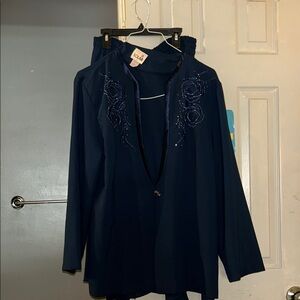 Elegant Navy Skirt Set